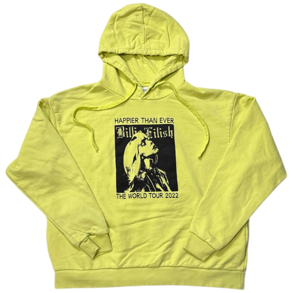 Billie Eilish Happier Than Ever The World Tour 2022 Organic Lime Green Hoodie Xl